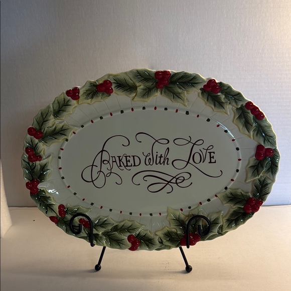 Fitz and Floyd Red and Green Holiday Decor Platter
